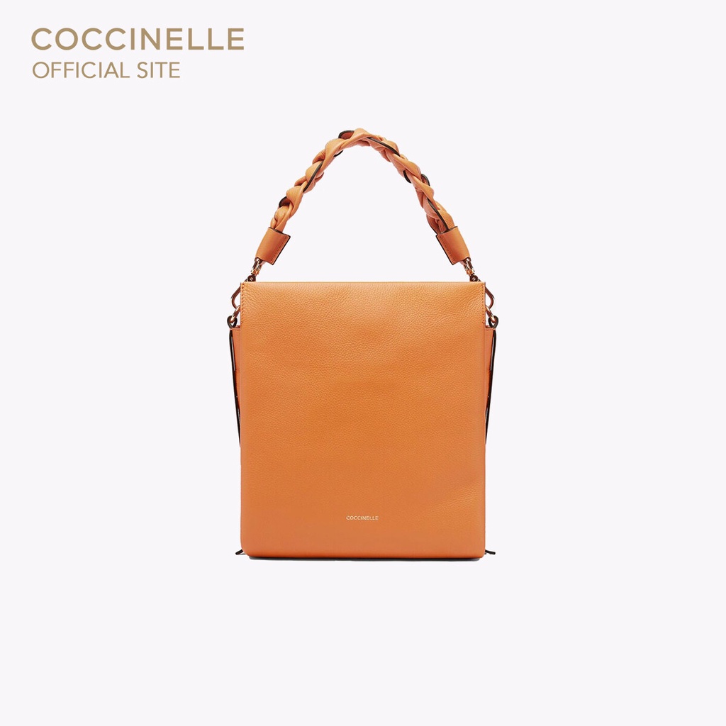 COCCINELLE กระเป๋าถือผู้หญิง รุ่น BOHEME GRANA DOUBLE HOBO BAG 130101 สี PAPRIKA/BRULE