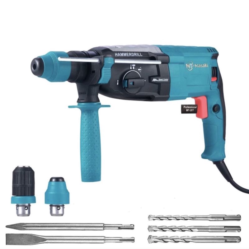 2-28 MASAKI สว่านโรตารี่ไฟฟ้า 3 ระบบ รุ่น MT-28T (ตัวสีฟ้า) สายไฟยาว 8 เมตร