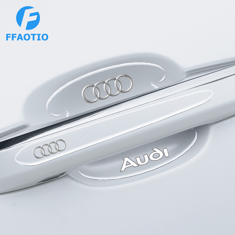 FFAOTIO โปร่งใส ฟิล์มกันรอยมือจับประตูรถยนต์ แถบป้องกันการชน สำหรับ Audi R8 A1 A5 TT Q5
