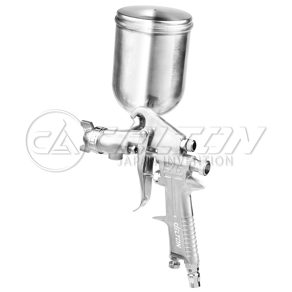 DELTON กาพ่นสี กาบน กาหงาย 400 CC รูพ่นมาตรฐาน 1.5 mm หัวพ่นทองเหลือง ใช้ร่วมกับปั๊มลม Air Spray Gun รุ่น F-75G