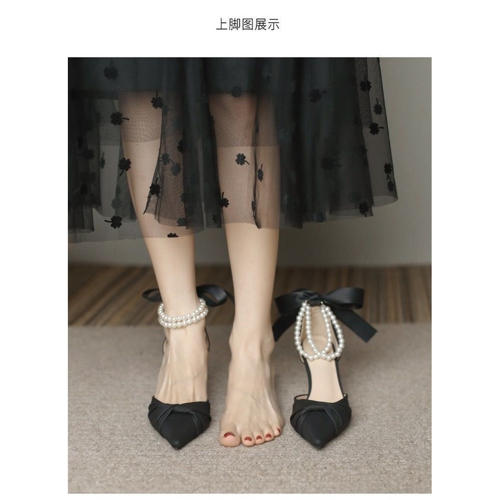 พร้อมส่ง ใหม่ รองเท้าส้นสูง 5 ซม. ส้นเตี้ย สีขาว แฟชั่นฤดูร้อน สไตล์ฝรั่งเศส สําหรับผู้หญิง เพื่อนเจ้าสาว - รูปที่ 6