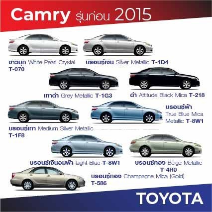 สีแต้มรถ / สีสเปรย์ Toyota Camry รุ่นก่อน 2015 โตโยต้า แคมรี่ รุ่นก่อน ปี 2015