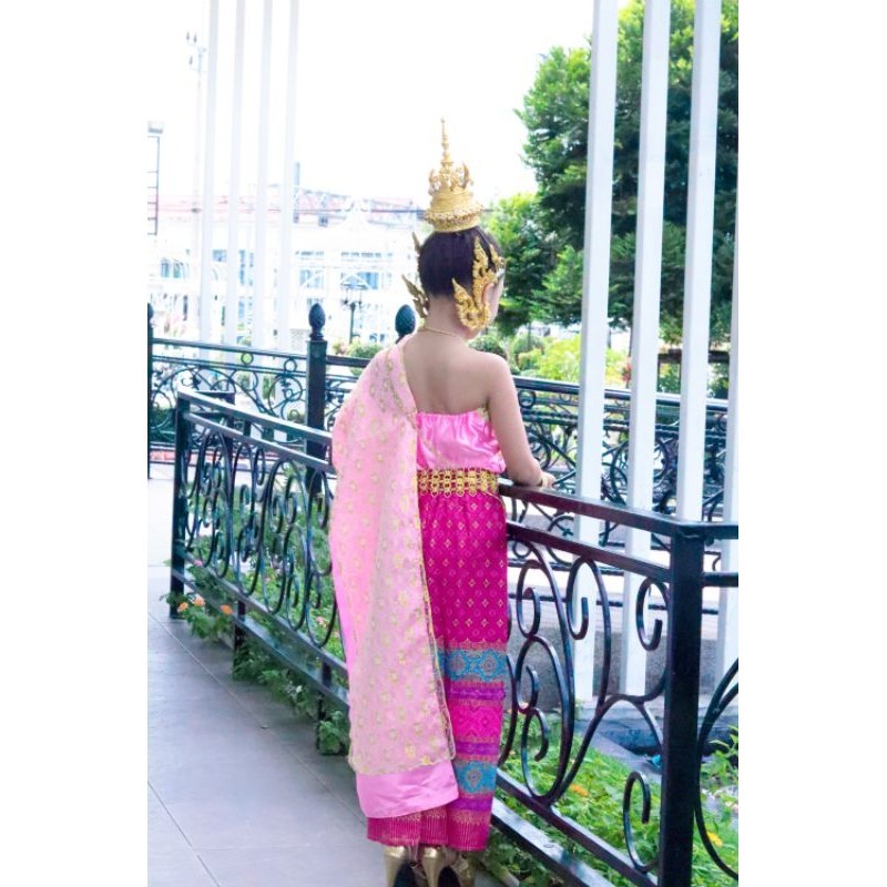 สีชมพูชุดไทยเด็ก 3-10 ปีมี 8 ขนาดราคาไม่รวมเครื่องประดับ