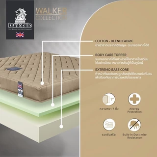 Dunlopillo รุ่น Walker ที่นอนแน่นเพื่อสุขภาพ รองรับน้ำหนักดี ลดปวดหลังระยะยาว เเถมหมอนหนุน ส่งฟรี
