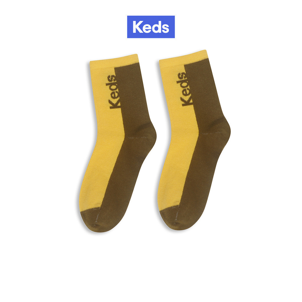KEDS ถุงเท้า รุ่น 2-TONE ANKLE SOCKS สีเหลือง/น้ำตาล ( KS24ACS01005 )