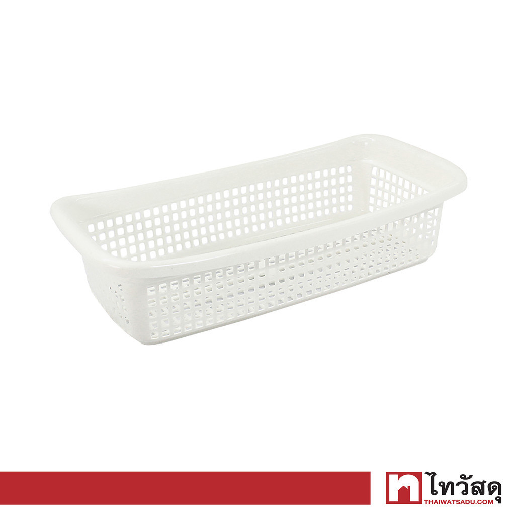 KASSA HOME ตะกร้าพลาสติกทรงเหลี่ยมยาว รุ่น NNH-342 ขนาด 15.2 x 30.5 x 7.5 ซม. สีขาว