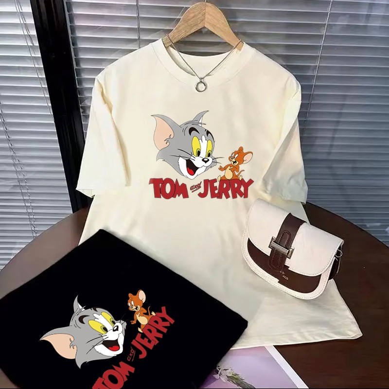 เสื้อยืดคอกลม แขนสั้น พิมพ์ลายการ์ตูนน่ารัก L35 แฟชั่นเกาหลี เสื้อผ้าผู้หญิง-ผู้ชาย