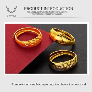 แหวนผู้ชาย 24K และผู้หญิงทองคำ การรักษาแหวนเปิด แหวนเปิด ชุบทองคลาสสิค Xinyia1