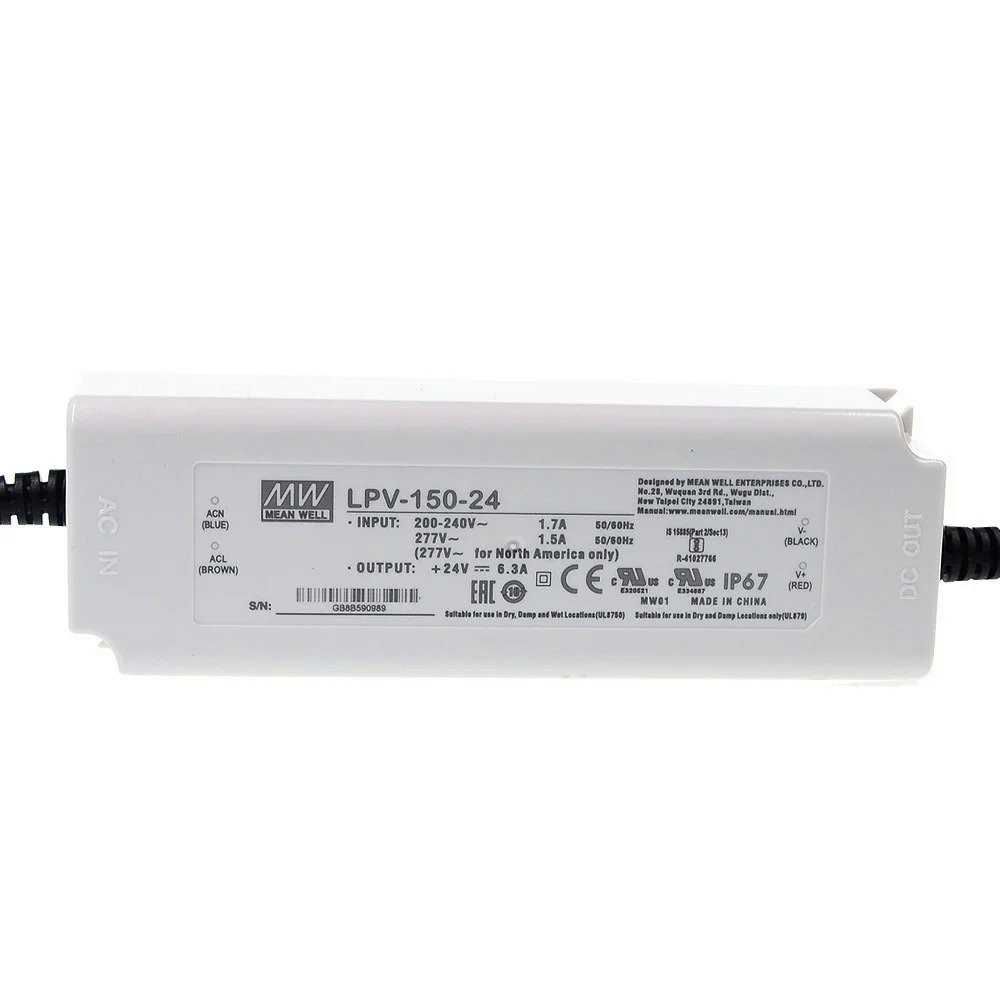MEAN WELL LPV-150-12V/24V/ไฟแสดงสวิตช์ไฟ LED กันน้ำ