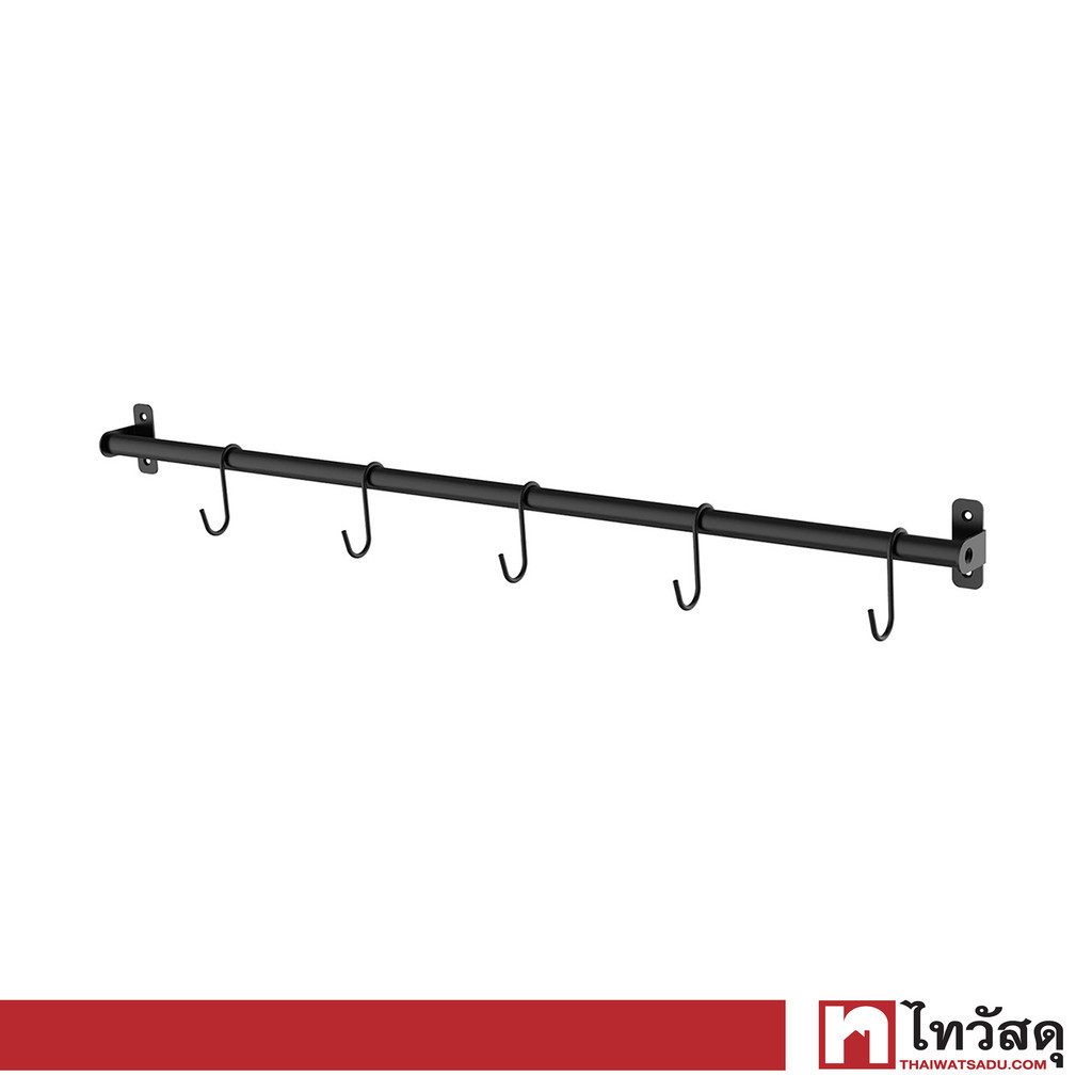 KASSA HOME ราวแขวนพร้อมตะขอแขวนตัวเอส Darco รุ่น WK112065-2 ขนาด 79 x 4.1 x 6.1 ซม. สีดำ