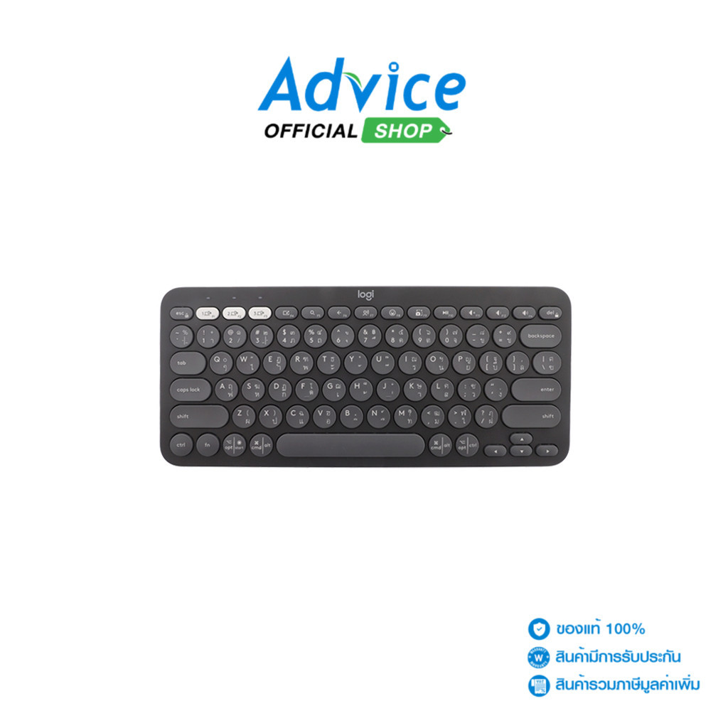 LOGITECH BLUETOOTH MULTI-DEVICE KEYBOARD (คีย์บอร์ด) K380S GRAPHITE - A0156126