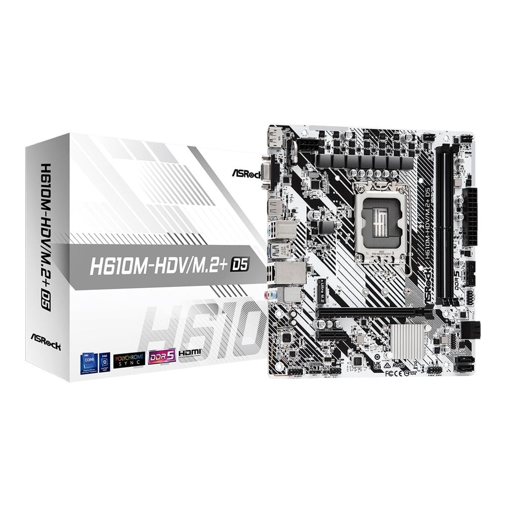 MAINBOARD ASROCK H610M-HDV/M.2+ D5 (DDR5) (SOCKET LGA 1700) (MICRO-ATX)