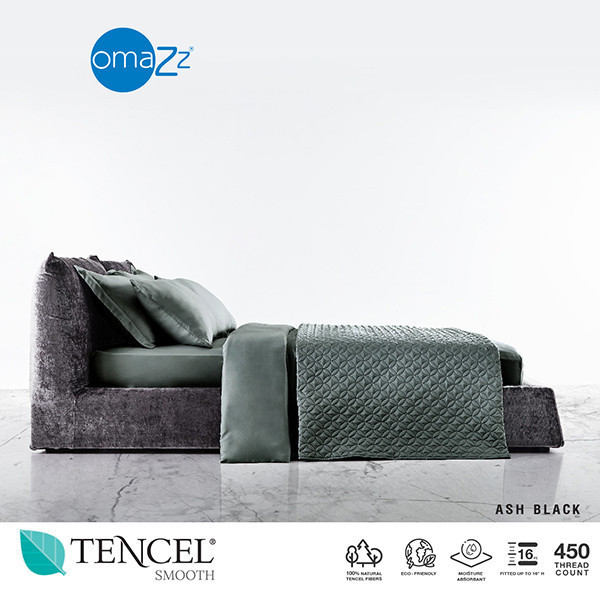 Omazz ปลอกหมอนหนุน (2ชิ้น)  Collection Tencel Smooth รหัส Ash Black