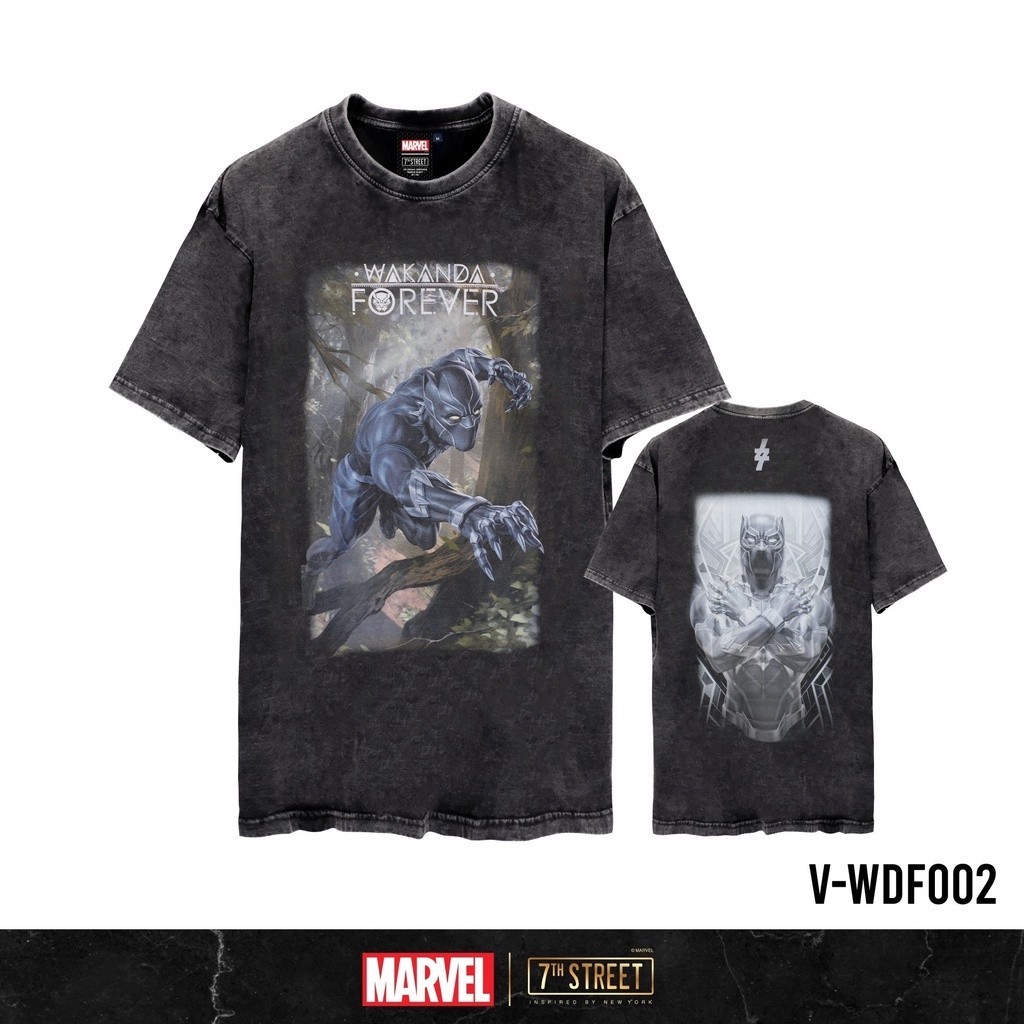 MARVEL I 7th Street เสื้อฟอกวินเทจ แบบโอเวอไซส์ (Vintage Oversize) รุ่น V-WDF002 Black Panther_07