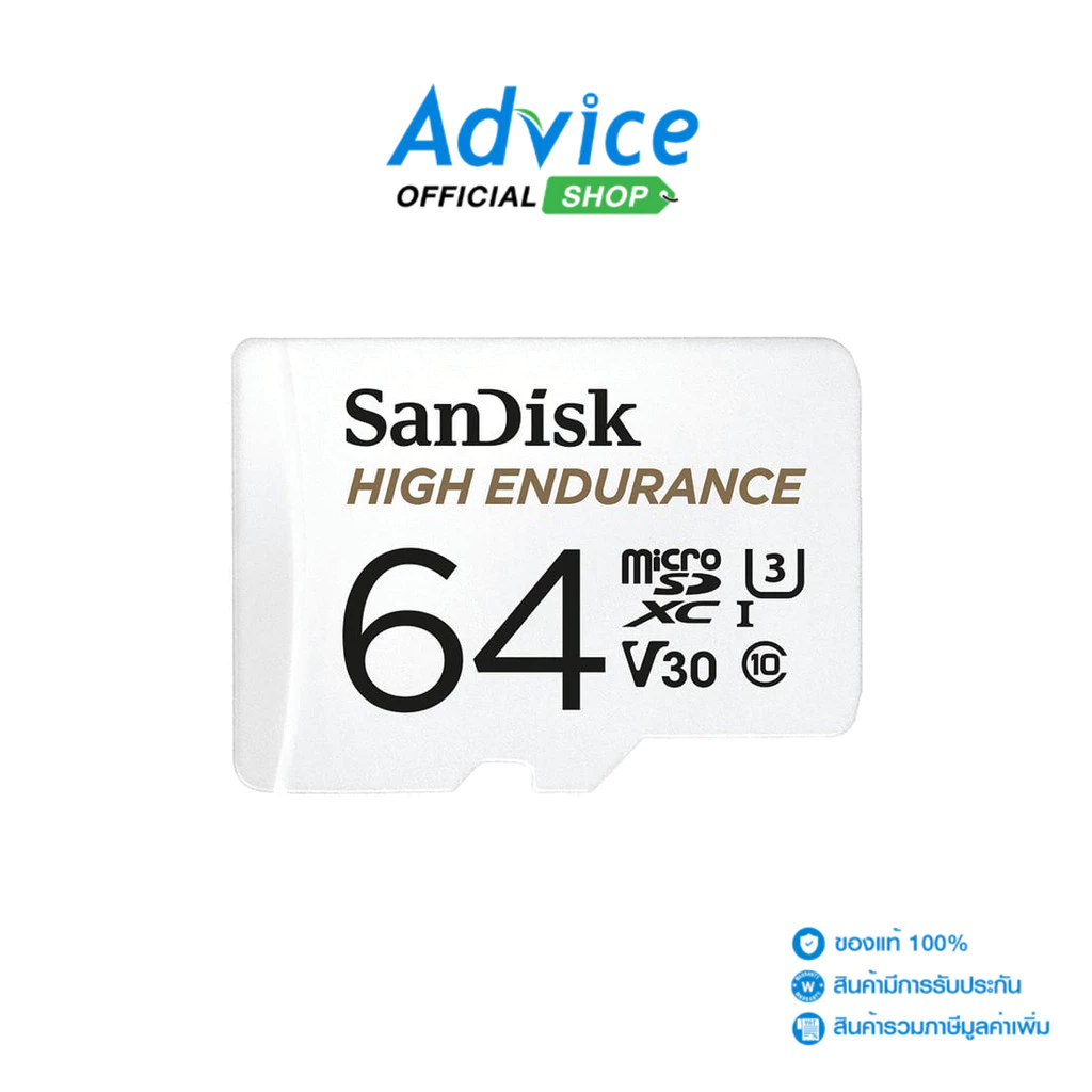 SANDISK 64GB Micro SD Card High Endurance SDSQQNR-064G-GN6IA (100MB/s,) - A0131400
