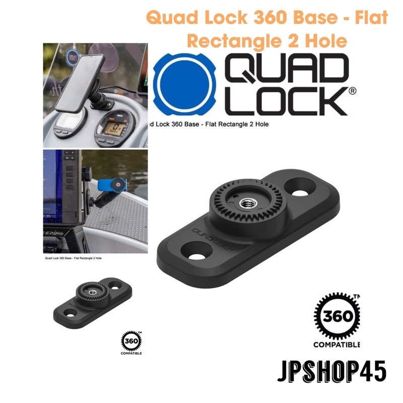 Quad Lock 360 Base - Flat Rectangle 2 Hole