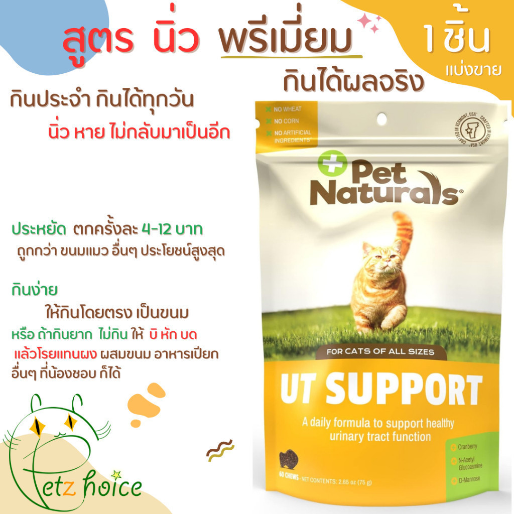 นิ่ว ระบบทางเดินปัสสาวะ แบ่งขาย 1 ชิ้น ซอง แมว เสริม ขนม อาหาร วิตามิน UT SUPPORT CRANBERRY URINARY 