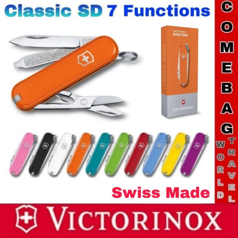 มีดพับ VICTORINOX แท้ รุ่น CLASSIC SD COLORS มีดรุ่นจิ๋วที่ขายดีที่สุด 7 ฟังก์ชันการใช้งาน ชุดสีใหม่หลากสีสัน SWISS MADE