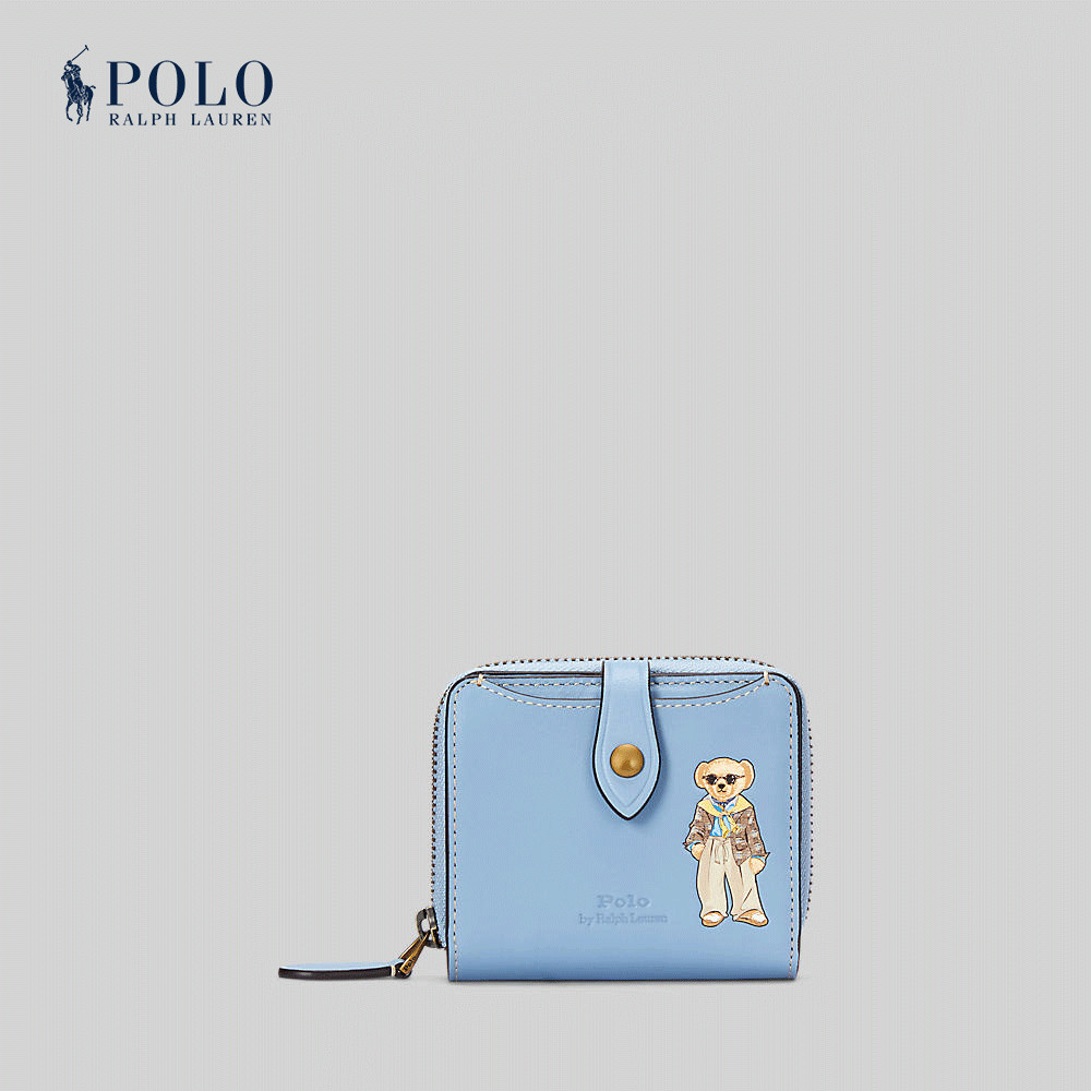 Polo Ralph Lauren กระเป๋าสตางค์ผู้หญิง Polo Bear Compact Wallet รุ่น WAPOSLG0G220101 สีฟ้า