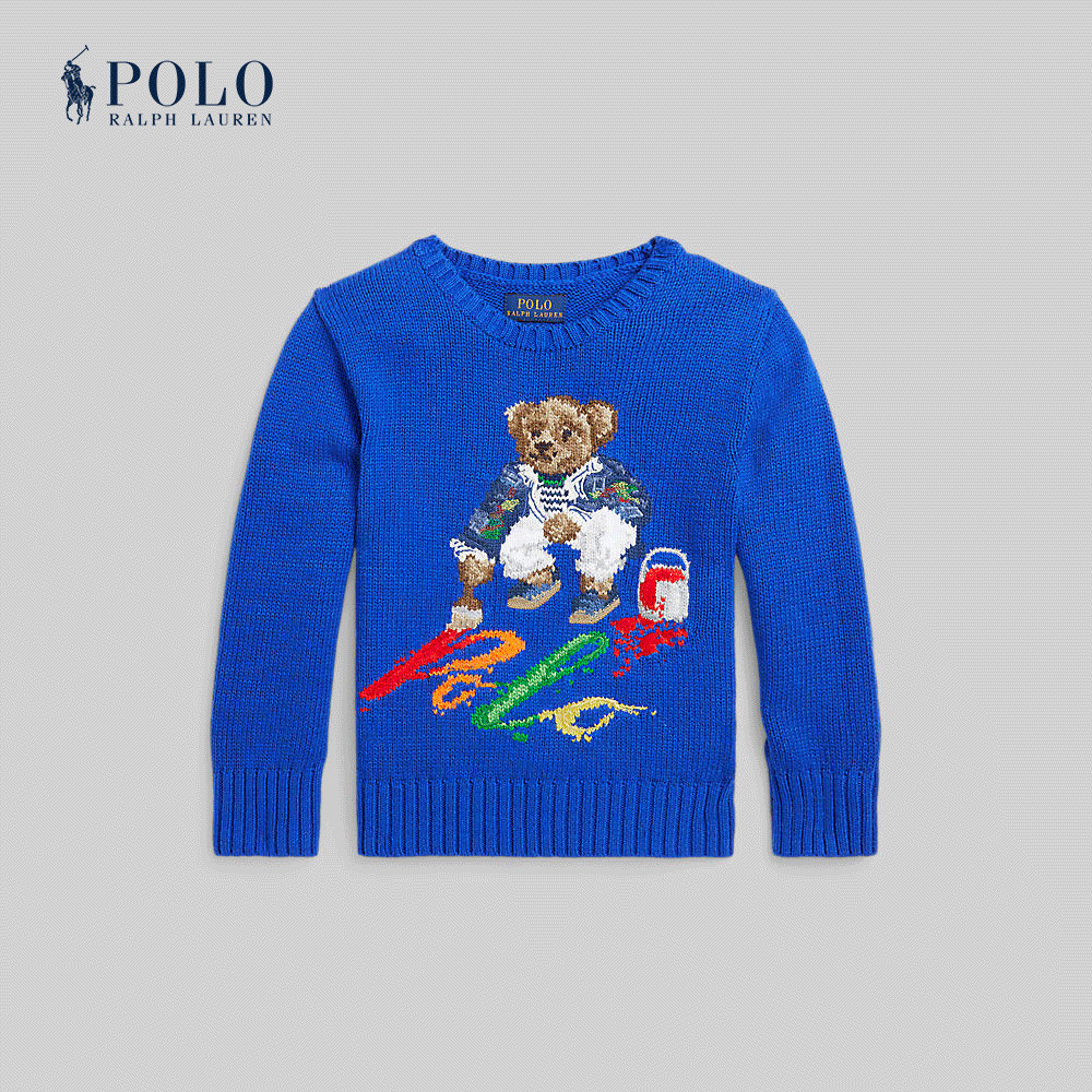 Polo Ralph Lauren Kids เสื้อกันหนาวเด็กผู้ชาย Polo Bear Cotton Sweater รุ่น CWPOSWEB6820498 สีฟ้า