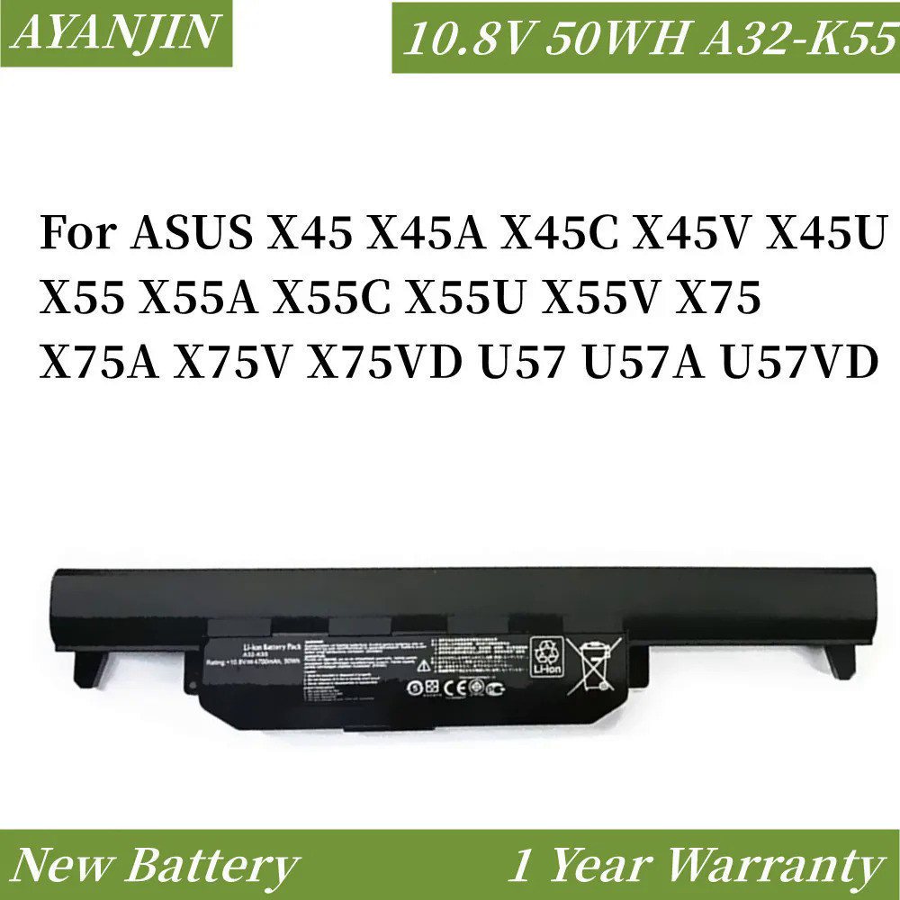 A32-K55 10.8V แบตเตอรี่แล็ปท็อป50WH สำหรับ ASUS X45 X45A X45C X55U X45U X55 X55A X55C U57 X75A X75V 
