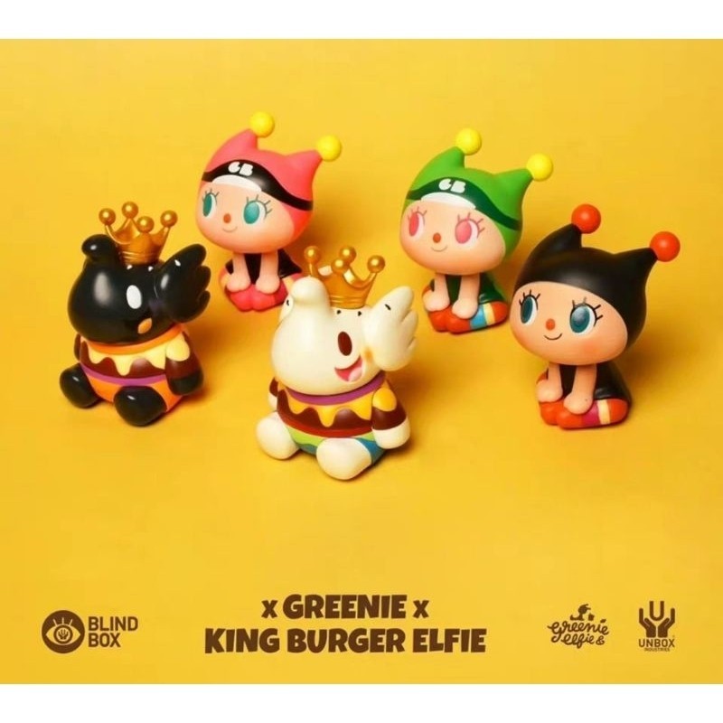 ⭐พร้อมส่ง⭐ UNBOX - Greenie &amp; Elfie - Greenie x Burger Elfie (Art Toy/Designer Toy/Blind Box)