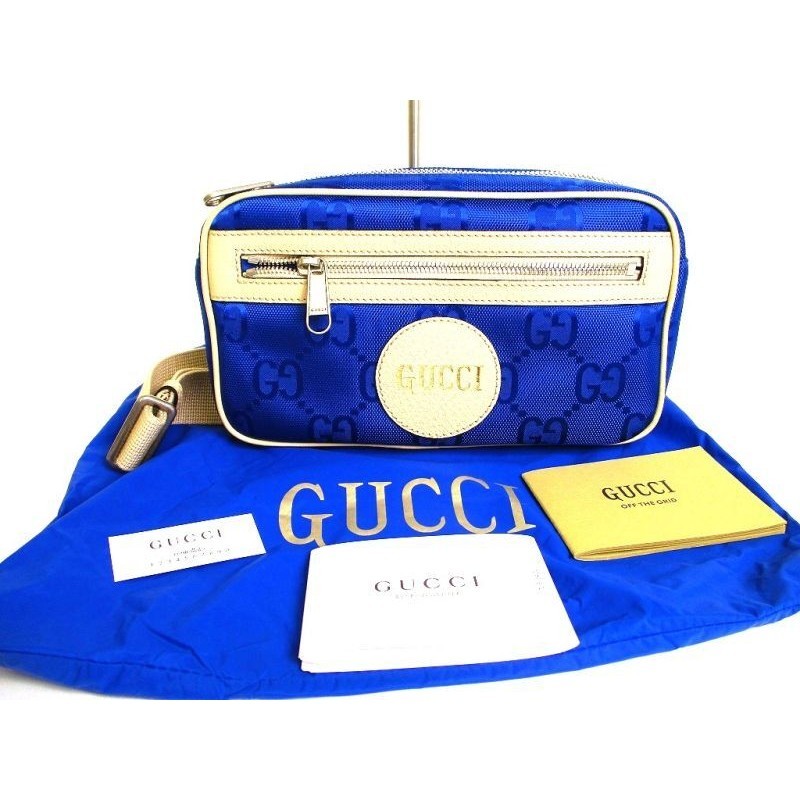 Authentic GUCCI Off The Grid belt bag Blue Nylon GG Waist Packs Belt Bag #9515  Pre-owned