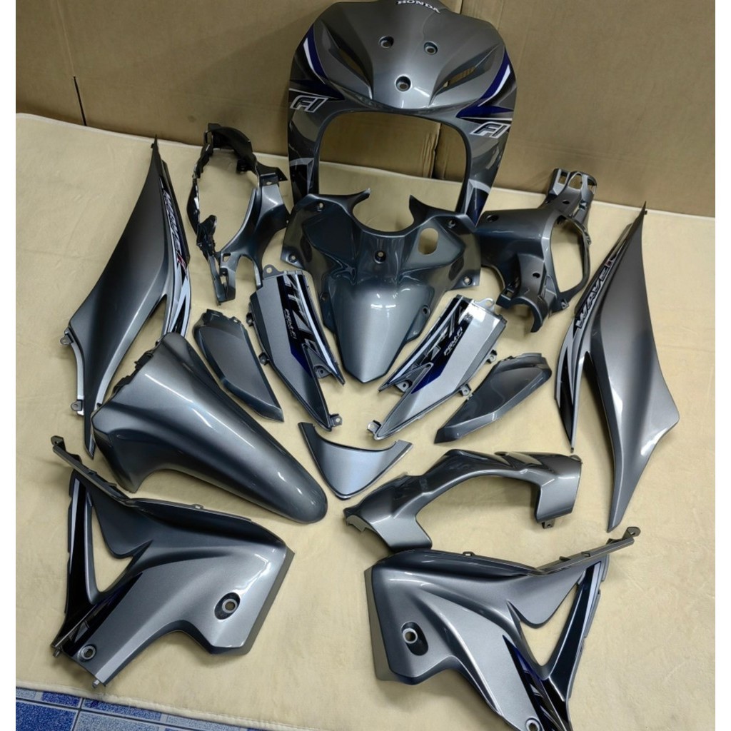 ชุดสีมอเตอร์ไซค์ กาบรถ เฟรมรม  แฟริ่งรถ wave110i new ปี2012-2018 สีเทา262 ยกชุด15ชิ้น