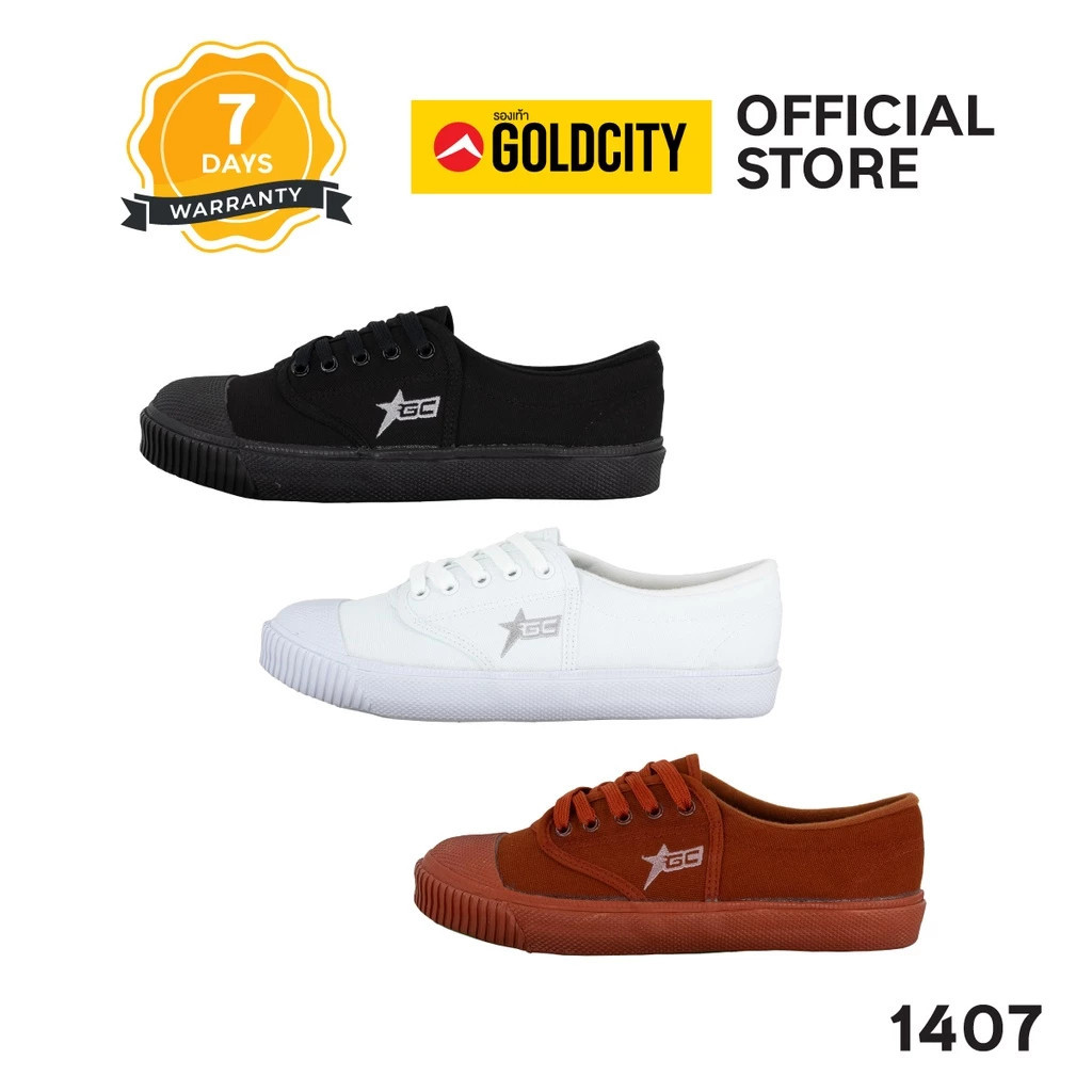 (ใบกำกับภาษีทักแชท) GOLDCITY รองเท้านักเรียน สำหรับทุกเพศทุกวัย พื้นยางพารา กันลื่น ใส่สบาย (31-45) รุ่น 1407