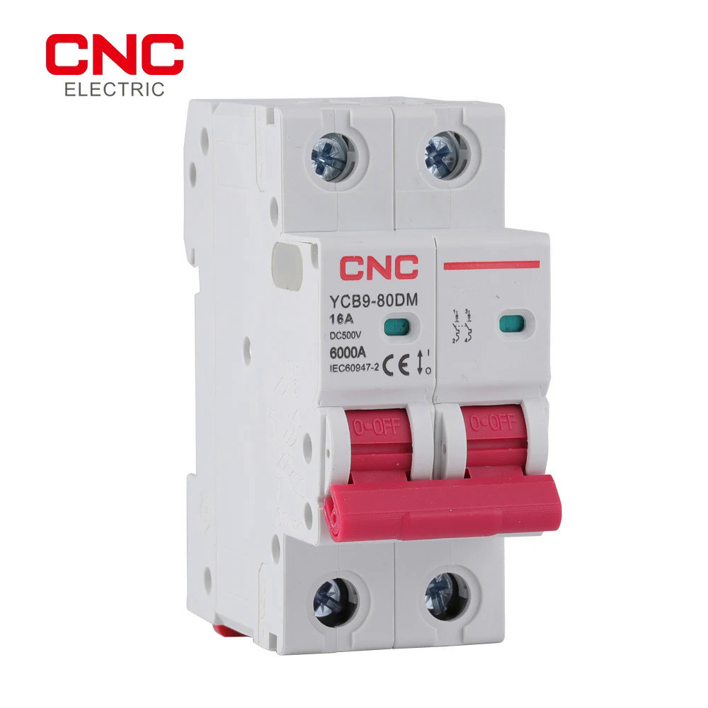 CNC YCB9-80DM 2P DC MCB 6KA 500V Mini Circuit Breaker 16A 20A 25A 40A 50A DC ป้องกันความปลอดภัย