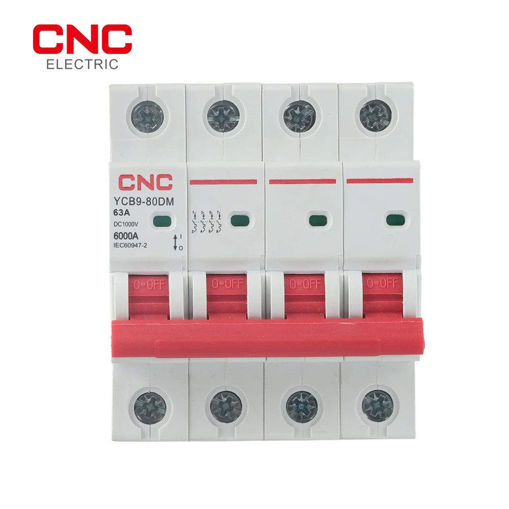 CNC 4P DC Circuit Breaker ใช้สำหรับระบบไฟฟ้าโซลาร์เซลล์6kA DC 1000V การป้องกันความปลอดภัย