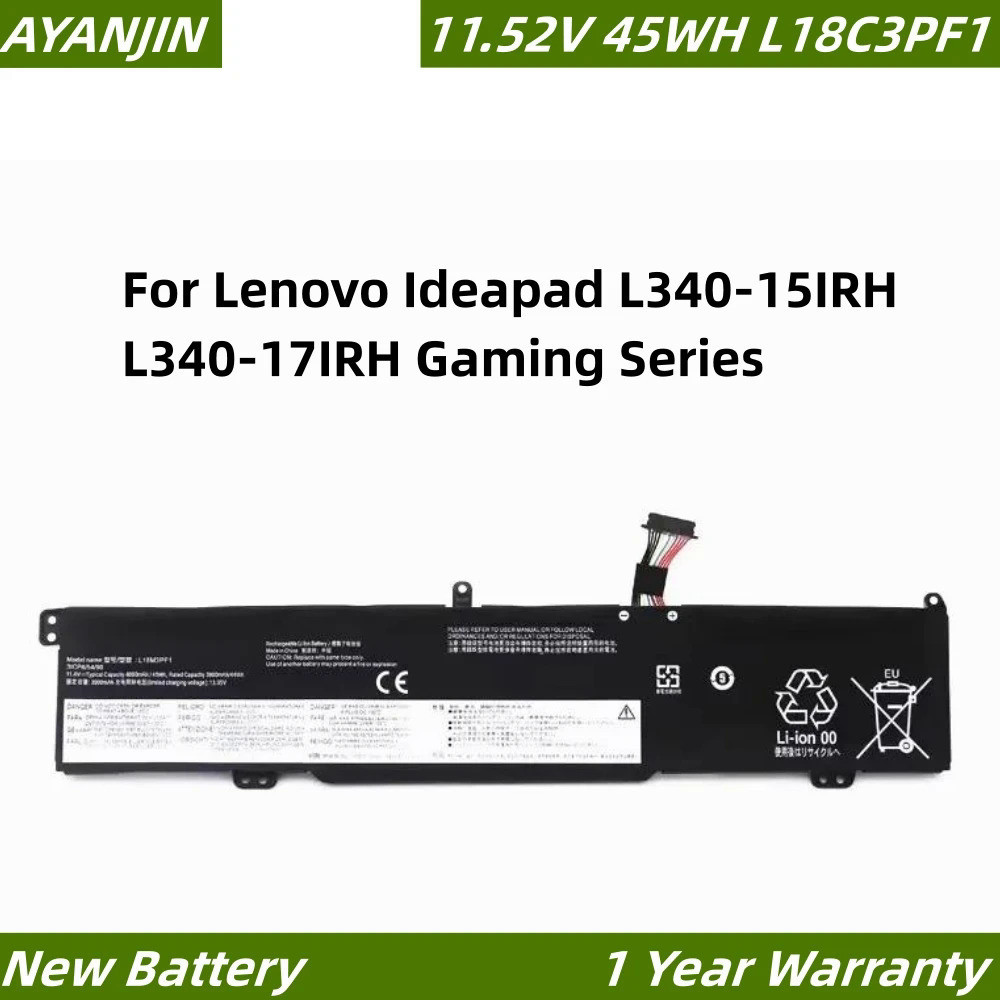 L18M3PF1 11.52V 45WH แบตเตอรี่แล็ปท็อปสำหรับ Lenovo Ideapad L340-15IRH L340-17IRH Gaming Series