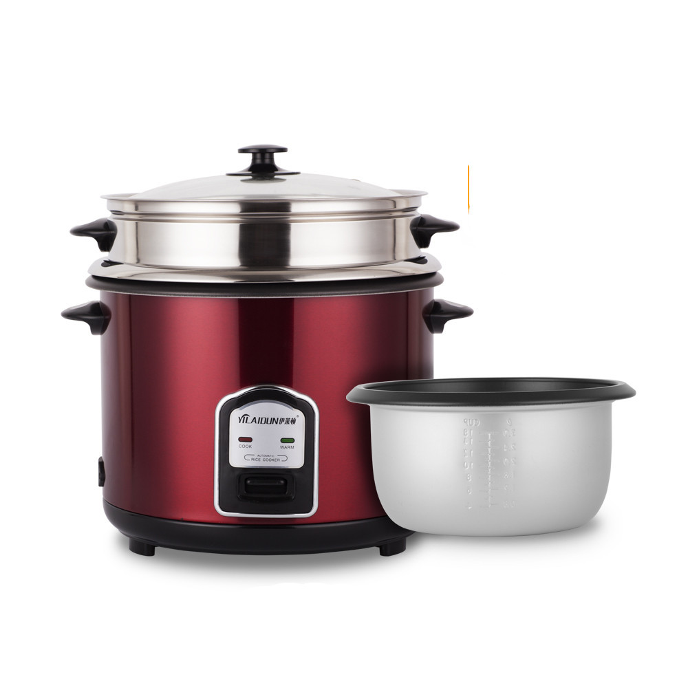 Bangladesh OEM Brand SKD Format Red Stainless Steel Housing Double Pots Glass Lid Automatic Rice Coo