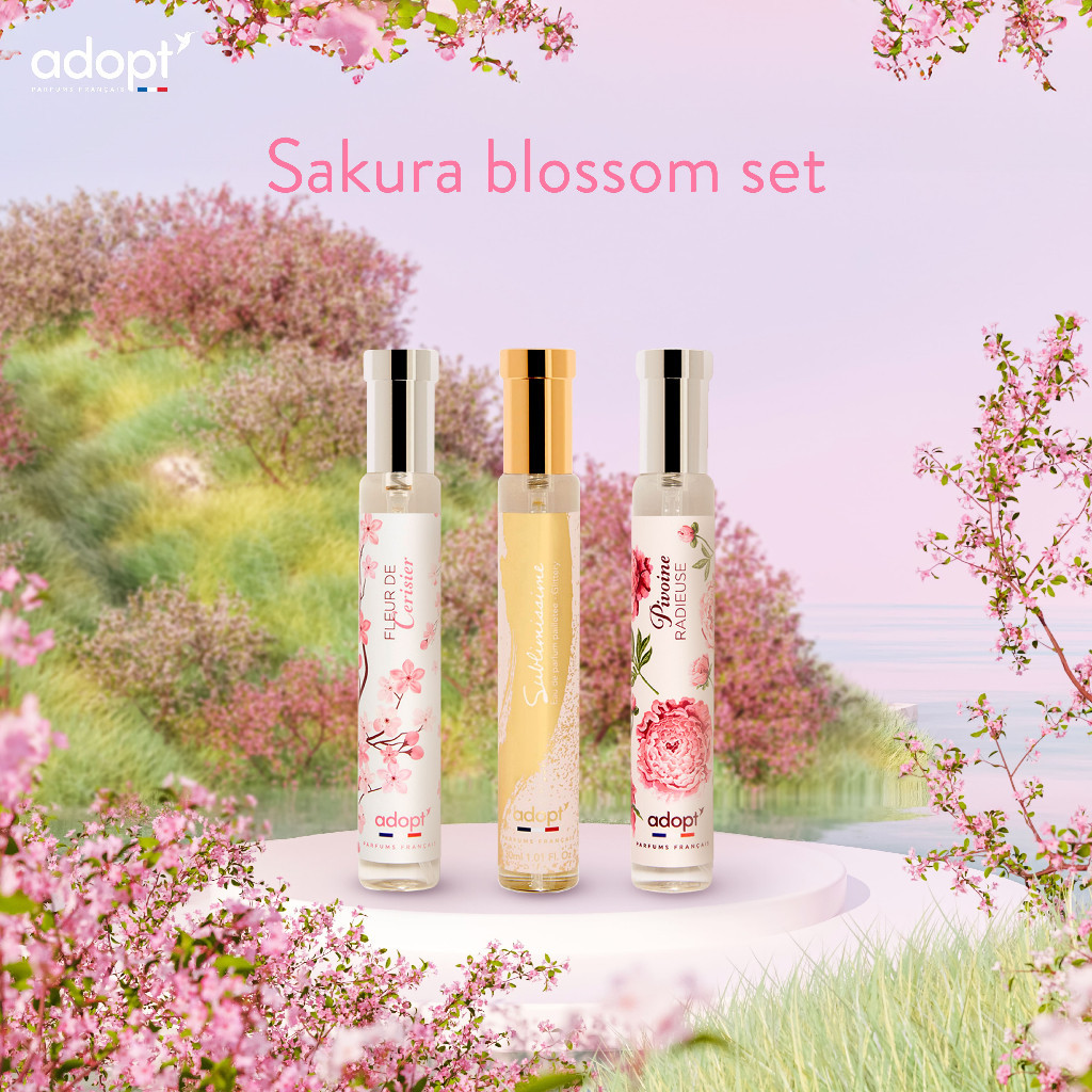 Adopt น้ำหอมพรีเมียมจากฝรั่งเศส Sakura blossom set 3 ขวด