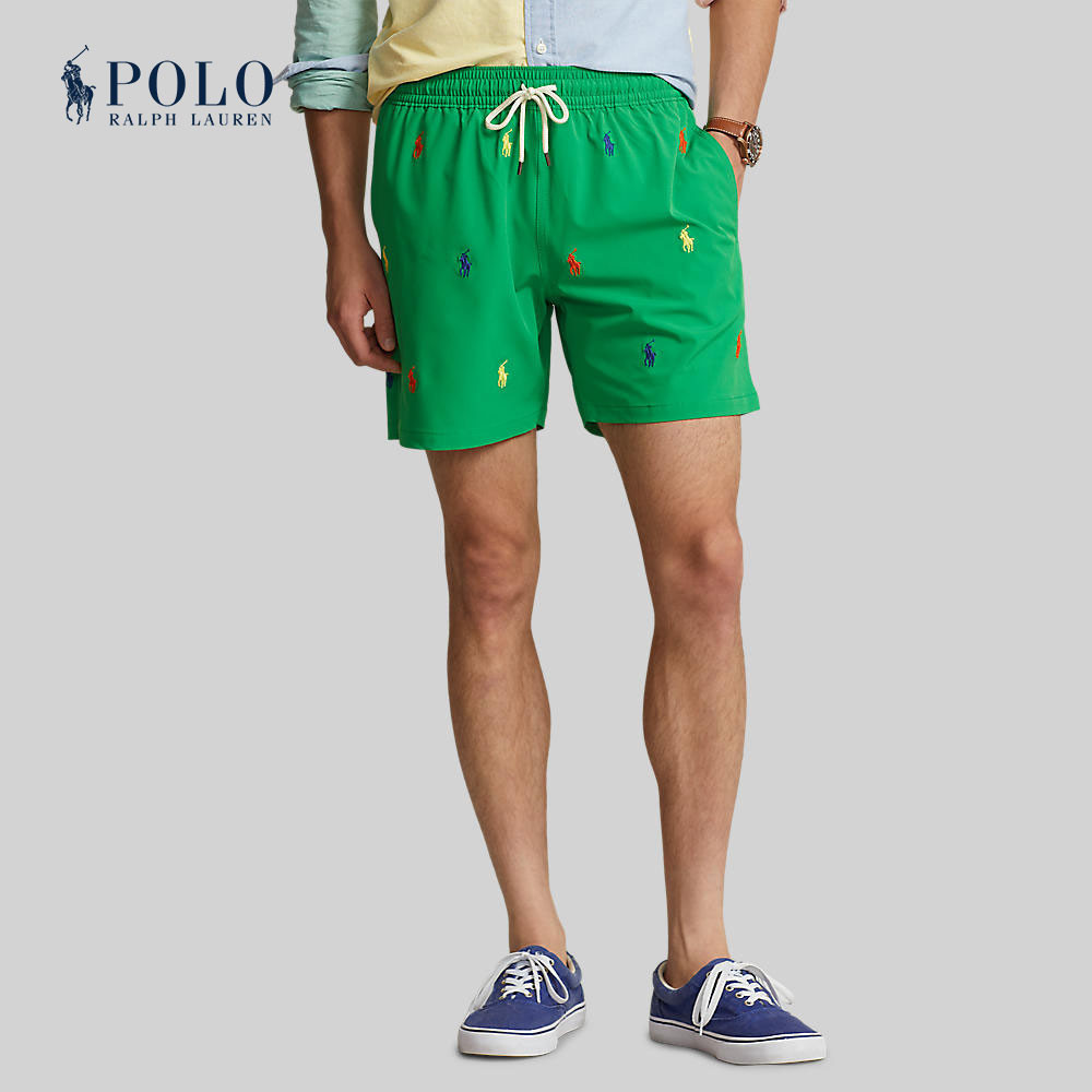 Polo Ralph Lauren กางเกงว่ายน้ำผู้ชาย 5.75-Inch Traveler Classic Swim Trunk รุ่น MNPOSWM17620361 สีเขียว