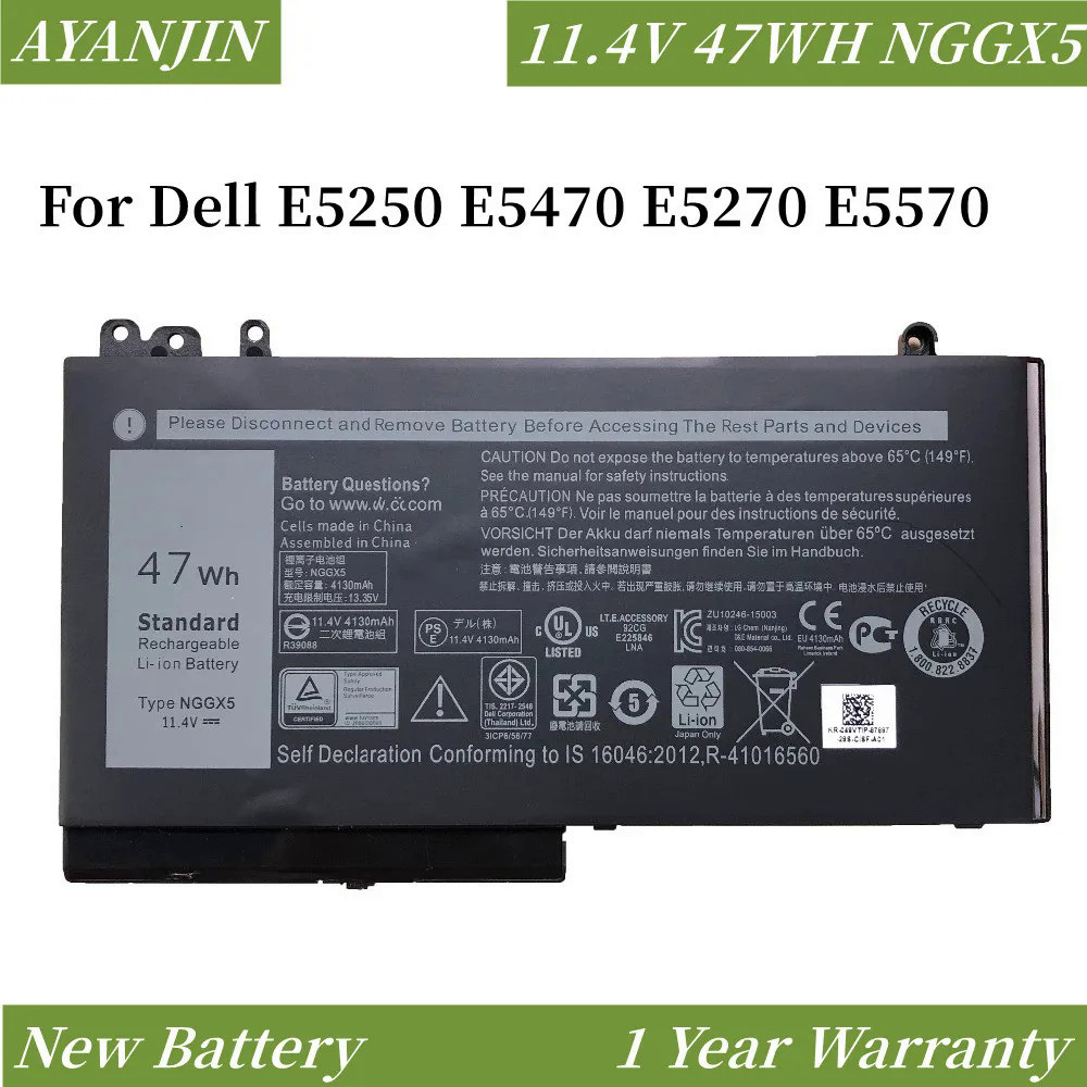 New 11.4V 47Wh NGGX5 Battery For Dell E5250 E5470 E5270 E5570 JY8D6 954DF 0RDRH9 0JY8D6
