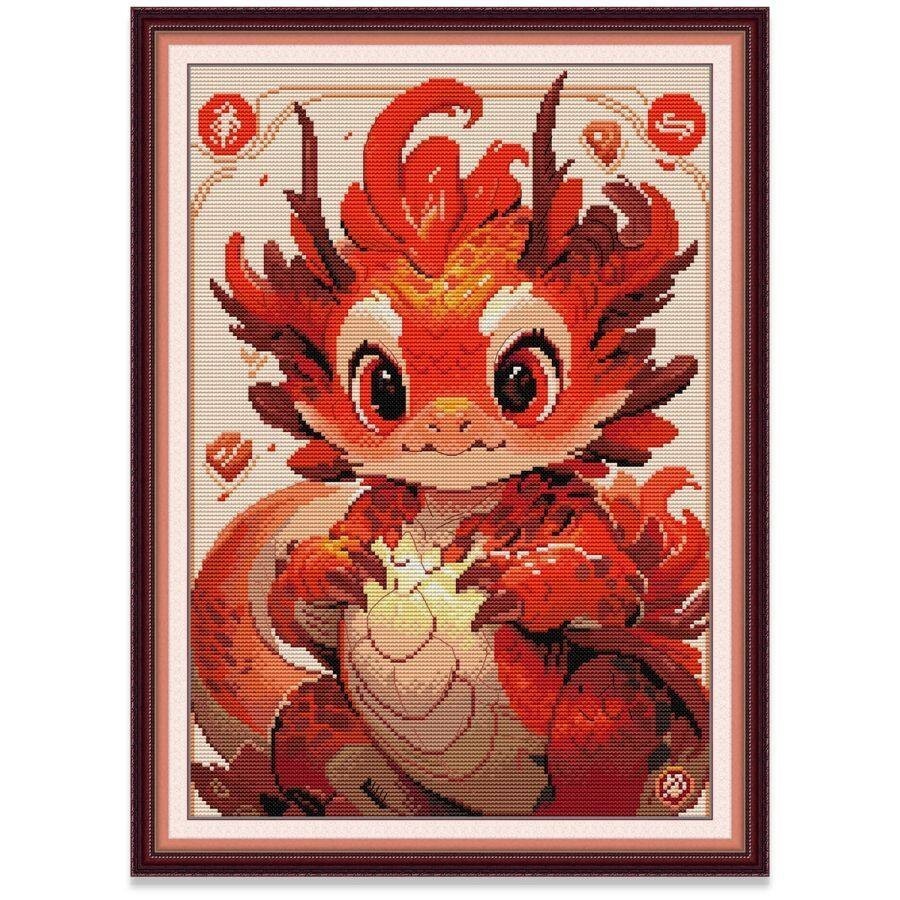 ปักครอสติส ครอสติสแบบปัก มังกร การ์ตูน สัตว์ 14/11CT ผ้าพิมพ์ลาย