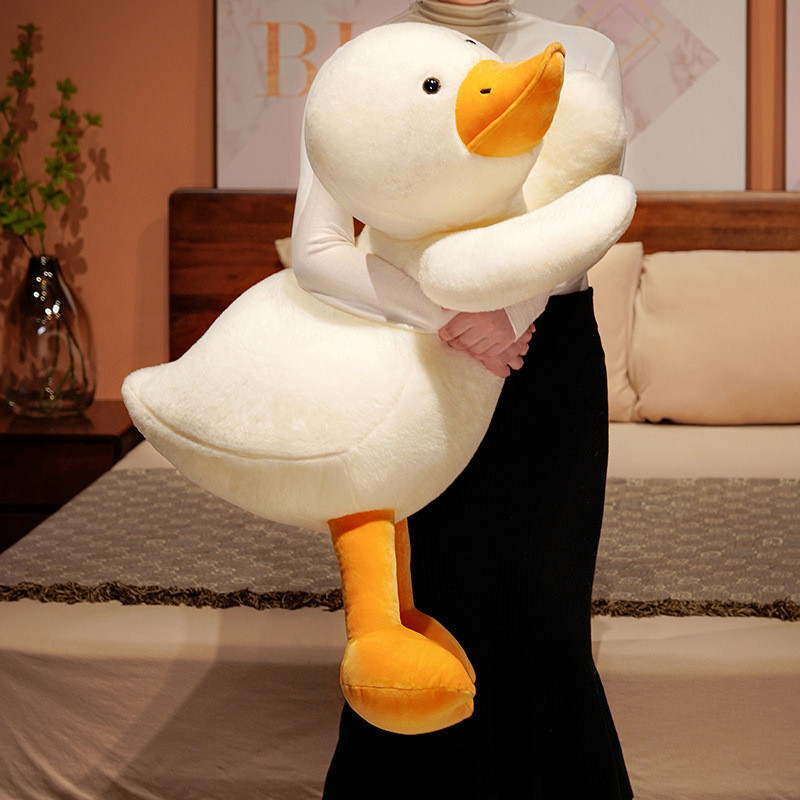 Lying Big White Duck Feather Plush Toy Soft and Adorable Duck Pillow Children Sleep with Face down C