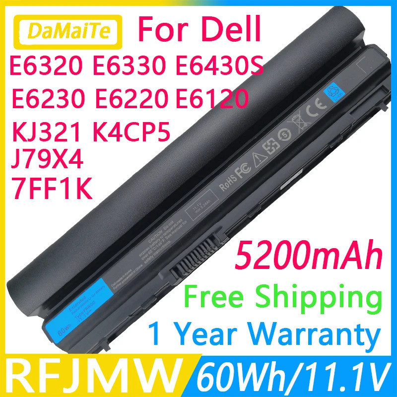 RFJMW 7FF1K แบตเตอรี่แล็ปท็อปสำหรับ DELL Latitude E6320 E6330 E6220 E6230 J79X4 E6430S FRR0G FRROG K