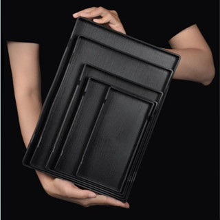 ถาดเสริฟญี่ปุ่น พลาสติกขอบเหลี่ยมลายไม้ สําหรับวางแก้วชา กาแ…