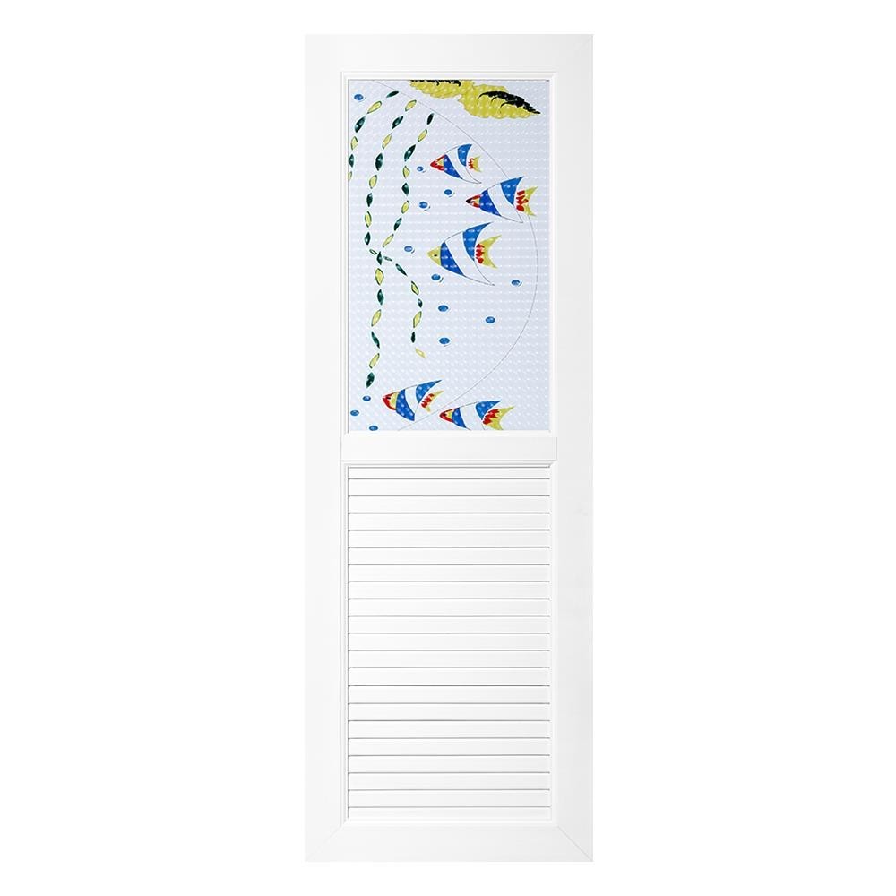 HomePro ชุดประตูห้องน้ำUPVC G921 ปลาทะเล 70X200 ซม. สีขาว พร้อมวงกบ แบรนด์ ASARA