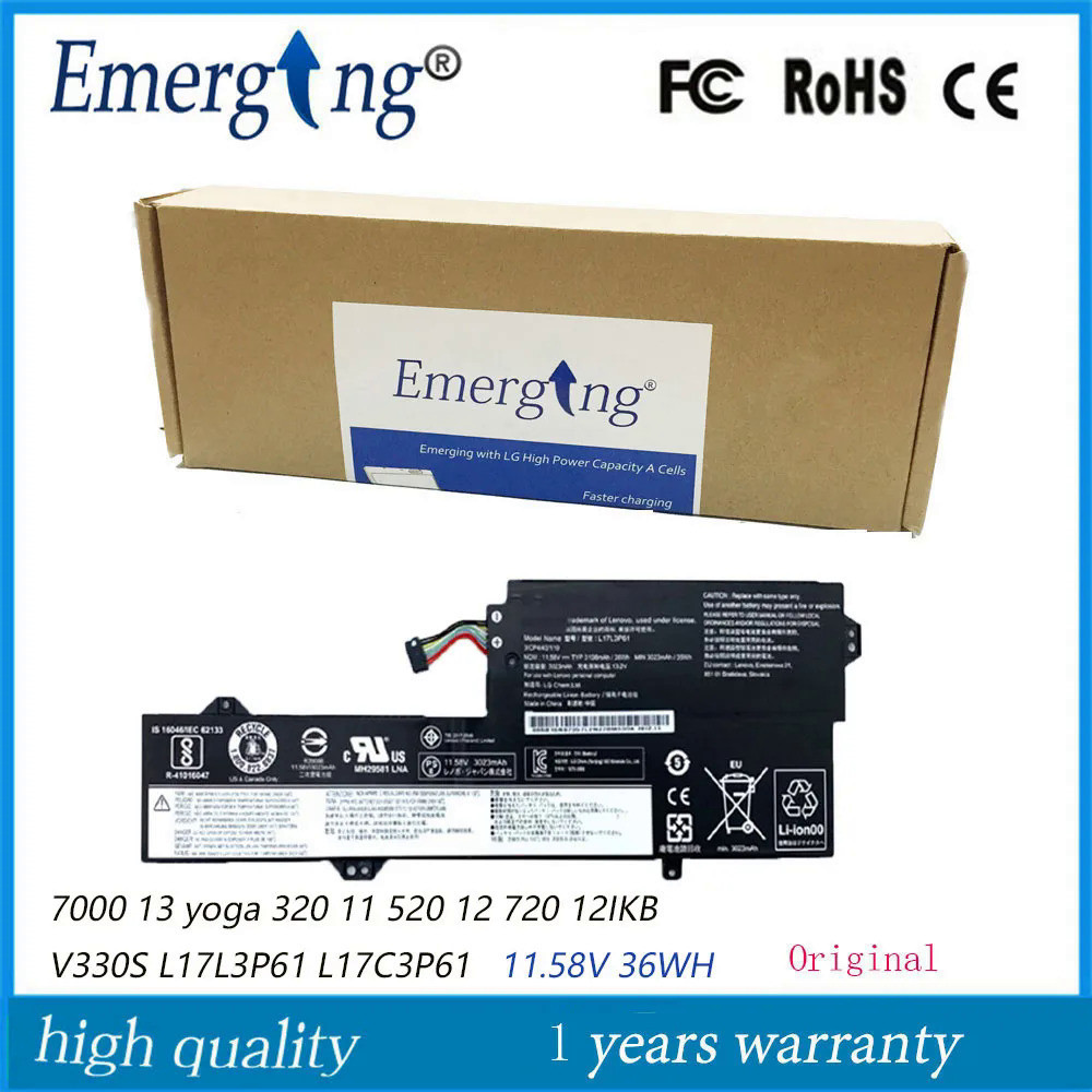 11.58โวลต์36WH ใหม่แล็ปท็อปแบตเตอรี่ L17M3P61สำหรับ Lenovo L17C3P61 L17L3P61 7000 13โยคะ320 11 520 1