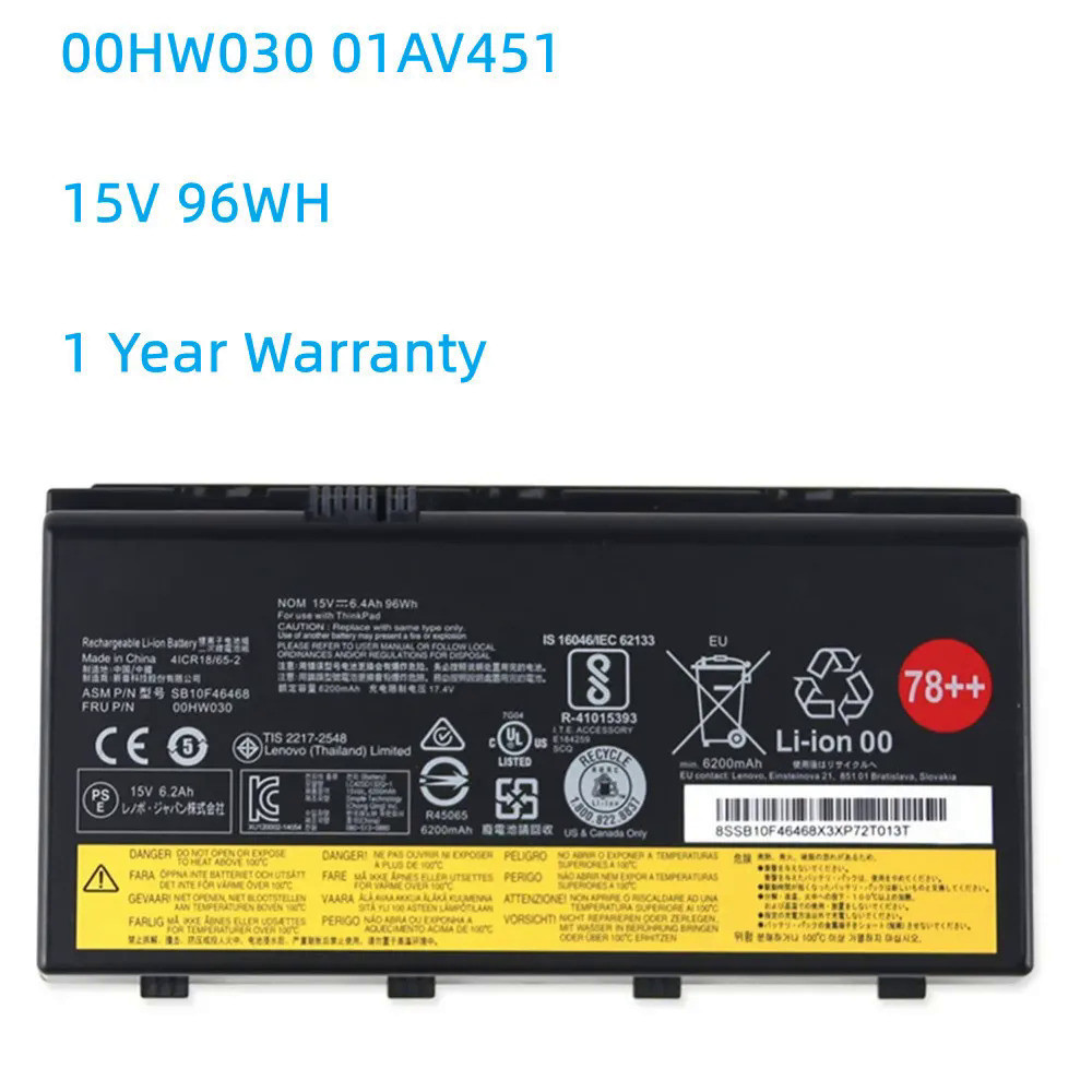 Lenovo think pad laptop battery, mobile workstation, 00HW030, 01av454, gs10f4688, P70, P71, 20ER003Q