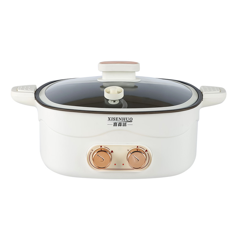 6L electric cooking pot  multi-functional two flavors electric hot pot with double ears