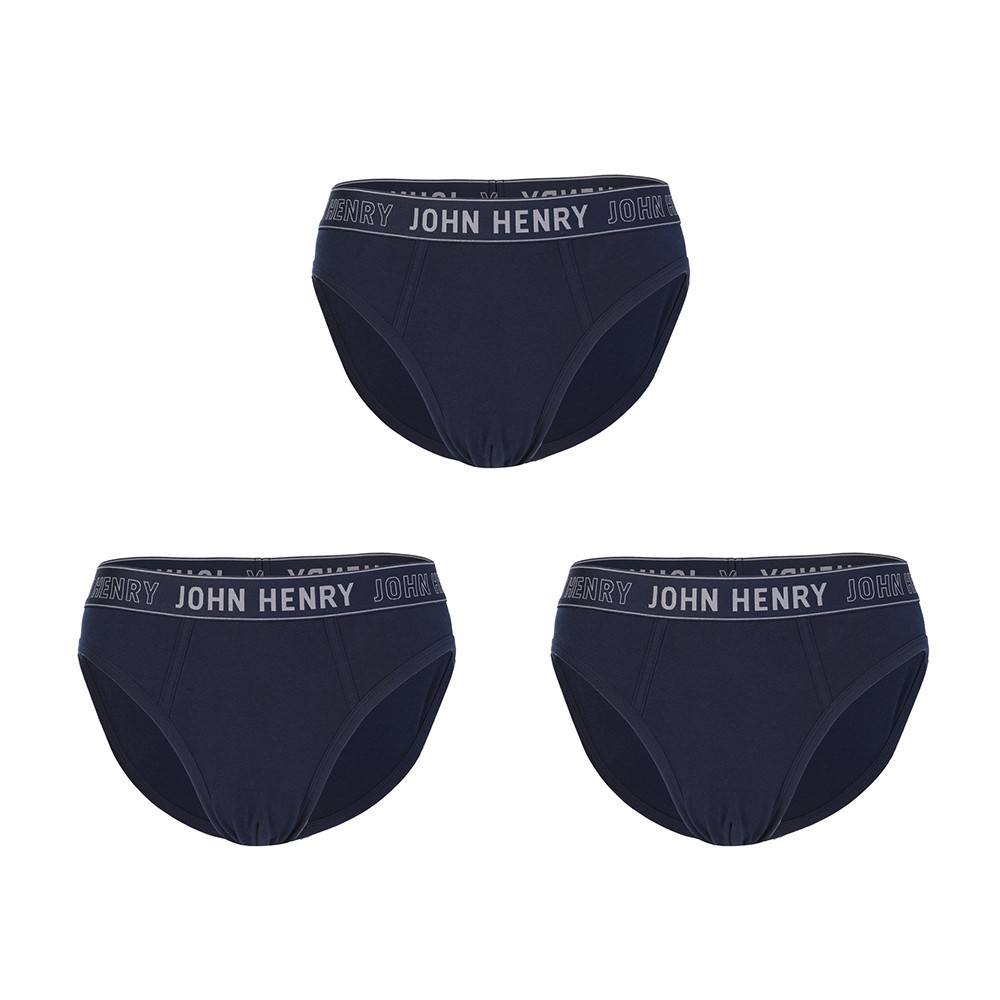 JOHN HENRY UNDERWEAR Cotton Spandex ทรงบรี๊ฟผู้ชาย รุ่น JU JU2502N สีกรมท่า แพ็ค3