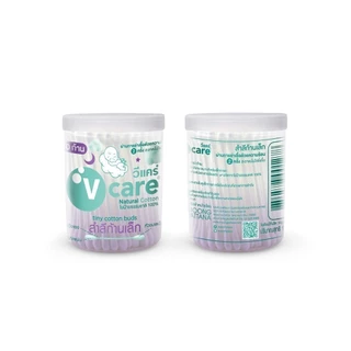 V CARE วีแคร์ สำลีก้านจิ๋ว หัวเล็กพิเศษกระปุก/ ซอง Pure Cotton 100% แบบกระปุก 150 ก้าน