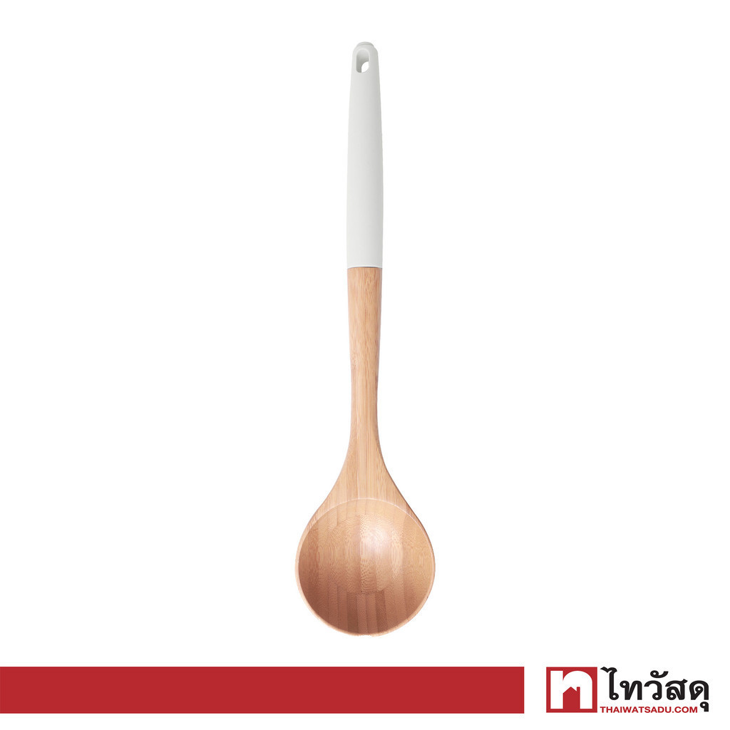 KASSA HOME กระบวยไม้ ด้ามซิลิโคน รุ่น SK-1462 สีขาว - บีช