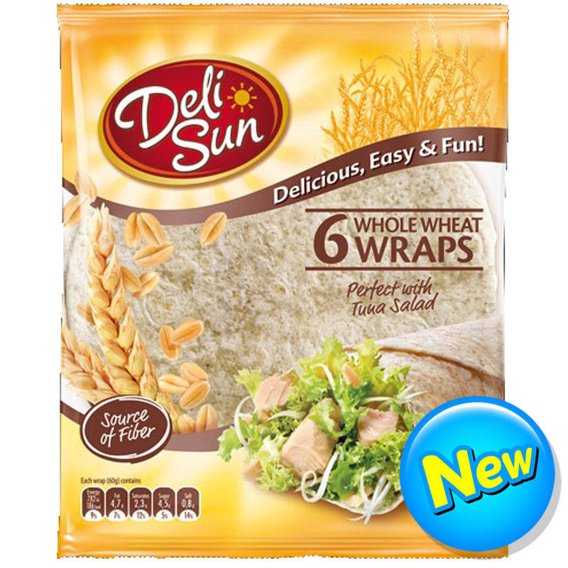 ส่งด่วน‼  เดลิซัน6แผ่นแป้งโฮลวีท 360กรัม 🛵 Deli Sun 6 Whole Wheat Wraps 360g. 🚚 8437011503077