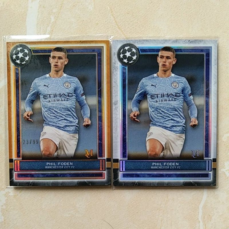 การ์ดฟุตบอล topps mc PHIL FODEN/99+best mancity2ใบคู่