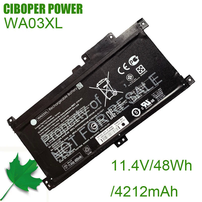 CP แบตเตอรี่แท้ WA03XL 11.4V/48Wh /4212MAh สำหรับ Pavilion X360 15-br077nr TPN-W126 LB7T 15-BK 15-BR